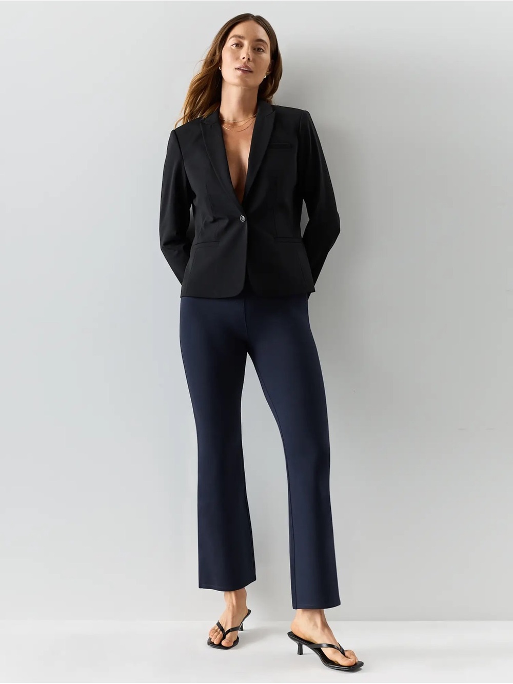 Quince Navy Utra Stretch Ponte Bootcut Pants Size Small